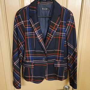 7th Avenue Plaid Blazer - Navy, Red, White